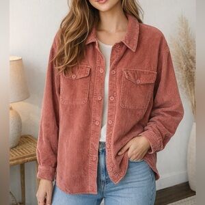 Dynamite Women's Corduroy Utility Jacket in Warm Rust